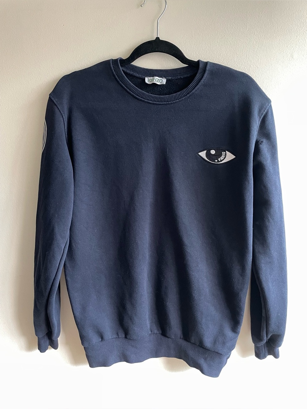 KENZO Paris Eye Sweatshirt Navy Blue 100% Cotton Graphic Unisex M Approx